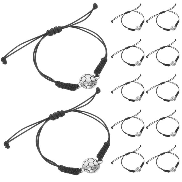KAKOWELY 20 pulseras de cuerda trenzada con dijes de fútbol, pulsera deportiva ajustable, recuerdo de fiesta de fútbol, joyería unisex para entrenadores deportivos.