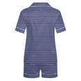 thumbnail image 4 of HUJlwoi Button down Pajamas Sets Stripe 2 Piece Pj Sets Short Sleeve Pocket Sleepwear Shorts Lounge Sets Classic Printed Summer Nightwear, 4 of 5