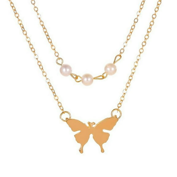 Summer Sale necklaces for women Women Rose Gold Butterfly Pendant Necklace Sweater Chain Lady Gift-decoration