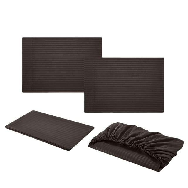 Ensemble de Quatre Pièces de Draps-Housses Drap de Lit Textile pour la Maison Couleur Unie Imitation Satin