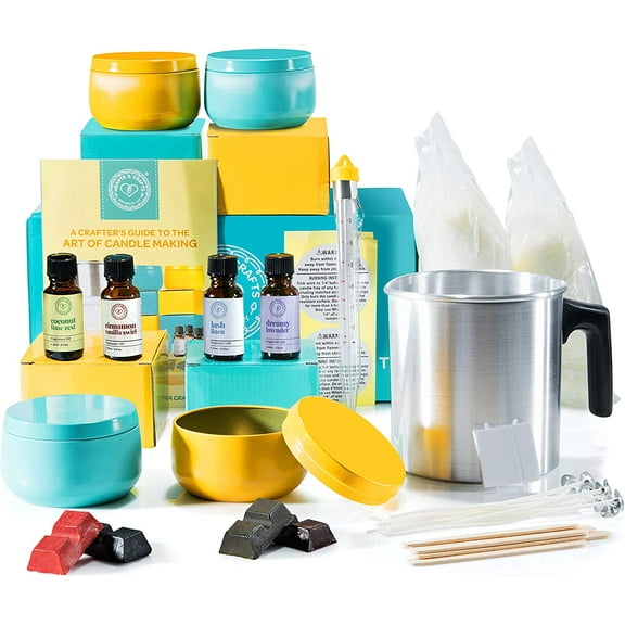 Hearts & Crafts Complete DIY Candle Making Kit for Adults and Kids - 2lb Soy Candle Wax Flakes