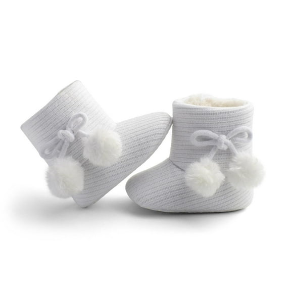 Eltusu Baby Girls Snow Boots, Cotton Breathable No Slip Warm Winter Booties White Size 0-12 Months