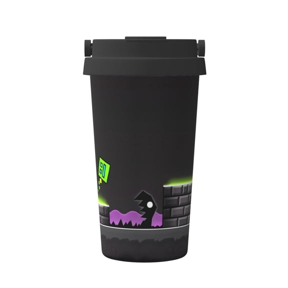 Saiise Geometry Dash Print Travel Coffee Mug 16oz,Insulated Coffee Mug to Go,Reusable Coffee Travel Mug with Seal Lid,Vacuum Stainless Steel Coffee Cups for Hot/Ice Coffee Tea