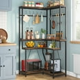 thumbnail image 3 of Tribesigns 4-Tier Large Corner Plant Shelves with 15 S-shaped Hanging Hooks, Rustic Brown Tall Plant Stand Shelf for Living Room Patio, 3 of 5