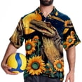 thumbnail image 4 of Crocodile Starry Sky Sunflower Men's Short Sleeve Poplin Shirt, Casual Printed Button Down, Summer Beach Hawaiian Shirts, Unisex, 4 of 6