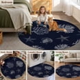 thumbnail image 6 of Seaweed Starfish Shell Round Living Room Rugs 8 ft, Nautical Coral Marine Life Black Washable Large Area Rug with Non-Slip Sturdy Edge Binding Round Carpet for Dining Room Kitchen Office, 6 of 9