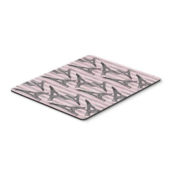 Watercolor Eiffel Tower & Stripes Mouse Pad - Hot Pad or Trivet