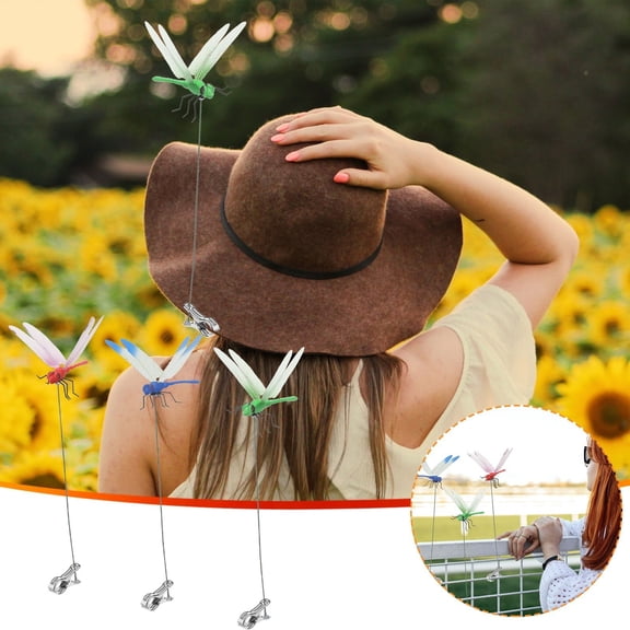 Dragonfly Clip Bug Repellent, DIY Dragonfly Garden Stakes Decor, Dragon Fly Hat Clip, Dragonfly Humming Bird Stakes, Garden Decoration Yard Fly Scare Devices for Indoor Outdoor