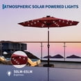thumbnail image 2 of Kicctian 9FT Patio Umbrella with Solar LED Lights, Outdoor Market Parasol with 8 Sturdy Ribs, 30° Dual Tilt & Easy Crank Handle, for Garden, Balcony or Terrace,Red, 2 of 9