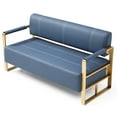 thumbnail image 3 of Faux Leather For Living Room - 2 Seater With Rectangular Arms, Blue Modern Bonded Apartment Elegant Look,, 3 of 4