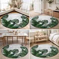 thumbnail image 4 of Round Area Rugs 3.3Ft, Palm Leaves Non-Slip Washable Circle Rugs Carpet, Tropical Botanical Leaf Summer Wooden Gray Indoor Outdoor Rug Floor Mats Throw Runner for Bedroom Living Room Bathroom, 4 of 8