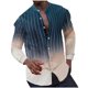 thumbnail image 2 of Blusa y camisa de manga larga con cuello alto para hombre, estilo informal, a rayas, con cuello alto, tipo cárdigan, camisa con botones, blusa de poliéster para hombre, 2 of 9