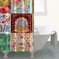 thumbnail image 5 of Small Stall Narrow Shower Curtain 36"W x 72"L – Tropical Bohemian Leaves, Mid-Century Abstract Boho Botanical Bathroom Decor, Vintage Floral Palm Leaf Pattern, Rustic Tribal Folk Style, 5 of 5