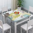 thumbnail image 3 of Green and Blue Pioneer Flower Pattern Square Fitted Tablecloth with Elastic Edge,Square Table Cover,Washable Elastic Table Cover for Home Kitchen Party Decor 34"x34", 3 of 6
