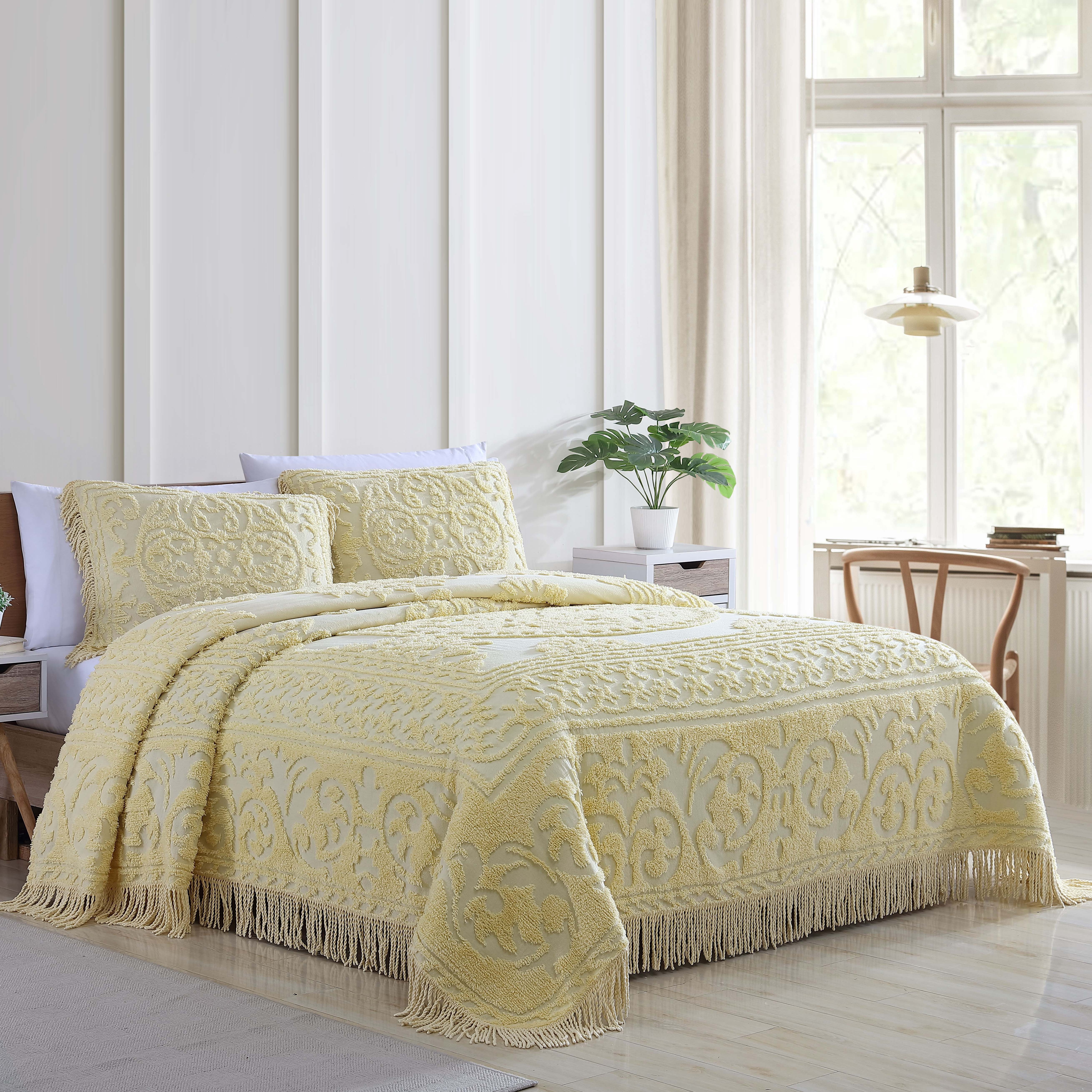 Beatrice Home Fashions Medallion Chenille Standard Sham Yellow