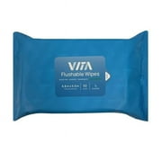 Achim 6.8 x 5.3 in. Vita Unscented Flushable Wipes, White - 24 Resealable Packs - 1200 Total Wipes