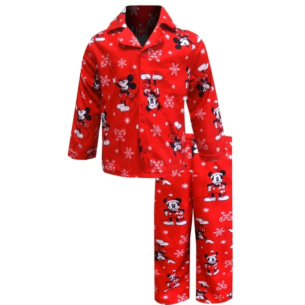 Disney Boys Disney Mickey Mouse Christmas Flannel Toddler Pajamas Walmart Com