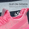 thumbnail image 5 of LUCKY STEP Fashion Rhinestone Mesh Sneaker Breathable Glitter Walking Shoes,Pink,Womens, 5 of 12