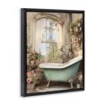 thumbnail image 2 of Stupell Industries Shabby Chic Bathroom with Floral Filled Shelves Black Floating Frame Canvas Art, 17 x 21, by Lettered and Lined, 2 of 8