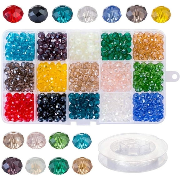 Naler 500 Pieces 8mm Briolette Crystal Glass Beads for Gilrs Female DIY Craft Bracelet Necklace Jewelry Making,15 Colors
