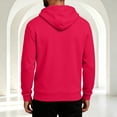 thumbnail image 4 of Fleece Hooded Sweatshirt for Men Casual Stylish Comfy Long Sleeves Pullover Fall Winter Thermal Drawstring Solid Color Pullover Red XL, 4 of 6