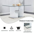 thumbnail image 3 of 63" Large Rectangular Glass Dining Table for 6-8 with 0.39" Tempered Glass Tabletop and MDF Slab Special-Shaped Bracket, Modern Kitchen Table for Dining Living Meeting Room Banquet Hall, White, 3 of 9