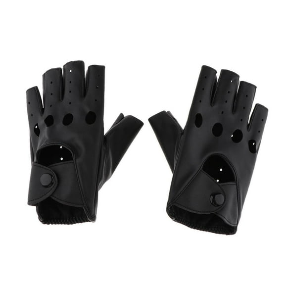 Yunhgft Women Men's Fashion PU leather Punk Rock Style Half Finger Hollow Out Gloves