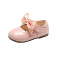 thumbnail image 2 of hengsof Girls' Solid Color Bow Tie Outdoor Casual Flat Shoes Children's Soft Sole Fashionable Princess Leather Shoes, 2 of 5