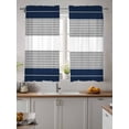 thumbnail image 2 of Navy Blue Grey Stripe Curtains 45 Inch Length, Sheer Curtains for Bedroom Living Room Window Modern Art Horizontal Striped Rod Pocket Voile Drapes Kitchen Curtains Small Half Window 42"x45" 2 Panels, 2 of 6