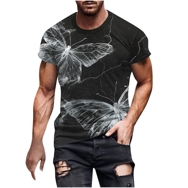 Birdeem Chemises pour Hommes Hommes Imprimé Manches Courtes Col Rond T-Shirt Décontracté Mode Manches Courtes