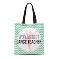 thumbnail image 1 of POGLIP Canvas Tote Bag Pink Teacher Dance Instructor Chevron Personalized Thank Dancing Dancer Reusable Handbag Shoulder Grocery Shopping Bags, 1 of 1