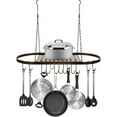thumbnail image 3 of Pot and Pan Rack for Ceiling 31" with 10 S Hooks — Decorative Oval Mounted Storage Rack — Multi-Purpose Organizer Great for Home, Restaurant, Kitchen Cookware, Utensils, Books, (Bronze), 3 of 9
