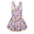 thumbnail image 5 of COEQINE Girls One Piece Bathing Suit with Skirt Bottom, Scoop Neck Tankini Style Pretty Swim Dress Beach Swimwear for Girls 8-9 Years, Machine Washable, Purple Yellow Mermaid Scales, 5 of 8