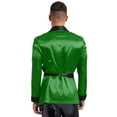 thumbnail image 2 of Zaldita Men's Smoking Jacket Satin Gown Robe Long Sleeve Short Kimono Smoking Robe Coat with Belt Green S, 2 of 7