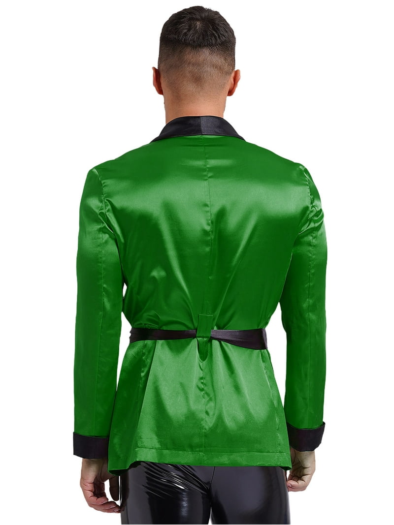 green mens dressing gown Men's Bottle Green Velvet Robe Dressing Gown Smoking Jacket