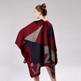 thumbnail image 2 of Red Women's Winter Reversible Oversized Blanket Shawl Wrap Open Front Poncho Cape Warm, 2 of 5