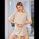 thumbnail image 5 of Conjunto de Dos Piezas para Mujer, Ropa de Verano 2025, Camisetas Extragrandes con Cuello en V, Pantalones Cortos Estilo Motero, Ropa de Estar Cómoda Albaricoque M, 5 of 9