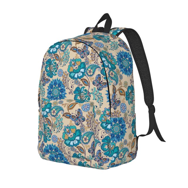 Balery Vintage Floral Butterflies Mochila Clásica Impresa Básica para Viaje, Mochila Escolar Resistente al Agua, Mochila de Lona con Correas Ajustables-Small