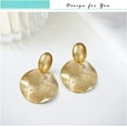 thumbnail image 3 of Big Disc Drop Earrings Gold Dangle Earrings Round Hammered Earrings Women, 3 of 7