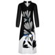 thumbnail image 5 of Moda mujer otoño estampado casual cuello pico cremallera manga larga vacaciones bolsillos vestido Fridja  yut5910, 5 of 5