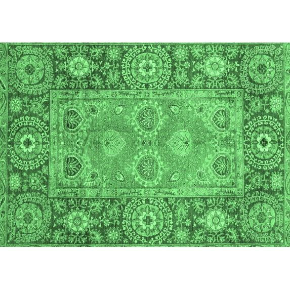 Ahgly Company Indoor Rectangle Oriental Emerald Green Traditional Area Rugs, 3' x 5'