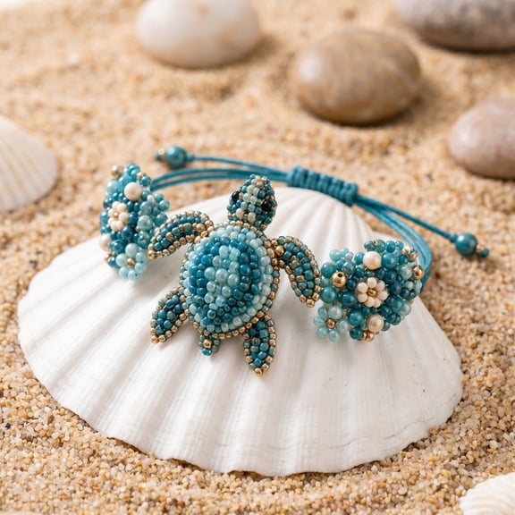 Yardvibe DlY Beaded Bracelet Making Kit, Beginner-Friendly Beaded Bracelet Animal Making Kit, 3D Beadwork Craft Kit with Full-Color instruction Sheet for Craft Lovers (Turtle)
