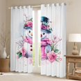 thumbnail image 2 of Manfei Kawaii Pink Snowman Curtains Pack of 2 (42x84 Each) for Child, Watercolor Rose Flower Curtains Blackout, Happy New Year Bedroom Curtains, Blackout Curtains Room Decor, 2 of 6
