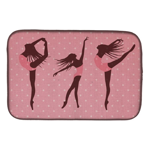 Carolines Treasures BB5378DDM Dancers Linen Pink Polkadots Dish Drying Mat