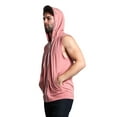 thumbnail image 7 of G-Style USA Men's Lightweight Athletic Casual Sleeveless Eyelet Drawstring Zipper Hoodie SL888 - Dirty Pink- Medium, 7 of 7