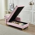 thumbnail image 4 of Luxurious Pink Velvet Chaise Lounge Chair with Hidden Storage, Gold Metal Legs, Modern Upholstered Sofa for Living Room & Bedroom, Comfortable & Stylish Seating (60.6" L), 4 of 12