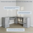 thumbnail image 4 of BELLEZE Modern Corner L-Shaped Home Office Computer Laptop Desk or Writing Study Workstation with Keyboard Tray, Two Drawers and Cabinet - Barlow (Stone Gray), 4 of 7