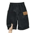 thumbnail image 3 of LIIPEE Boys Cargo Pants Summer Casual Solid Color Stretch Elastic Waist Straight Wide Leg Knee-Length Pants With Pockets Casual Vacation Streetwear Daily Wear Pants,Black,5-6 Years, 3 of 6