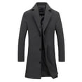 thumbnail image 2 of Danhjin Men's Lapel Coats Fleece Long Sleeve Casual Fall Winter Jackets Button Down Solid Color Business Casual Going out Outwear, 2 of 6