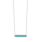 Samie Collection Sterling Silver Turquoise Bar Simulated Gemstone Pendant Necklace, December Birthstone, Chain - 16+2